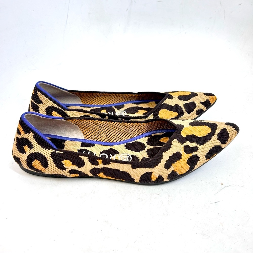 Rothy's The Point Big Cat Flats Pointed Toe Leopa… - image 4